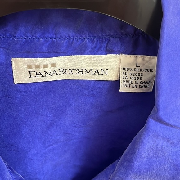 Dana  Buchman Vintage Silk buttons Down Short Sleeves blouse Size L - Picture 5 of 13